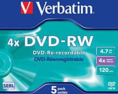 Verbatim DVD-RW (4x, 4,7GB), 5ks/pack