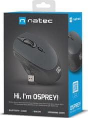 Natec Natec optická myš OSPREY/1600 DPI/Cestovní/Optická/Bezdrátová USB/Černá