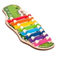 KIK Barevné dřevěné činely pro děti - krokodýl