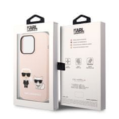 Karl Lagerfeld & Choupette silikonový kryt s MagSafe pro iPhone 14 Pro Růžová