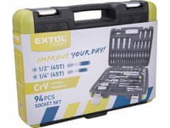 Extol Craft Hlavice nástrčné, sada 94ks, 1/4" , 1/2", EXT (918094)