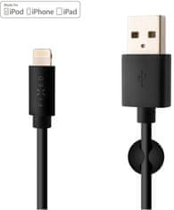 FIXED nabíjecí a datový kabel USB-A - Lightning, MFi certifikace, 1m, černá