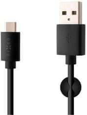 FIXED nabíjecí a datový kabel USB-A - USB-C, USB 2.0, 1m, černá