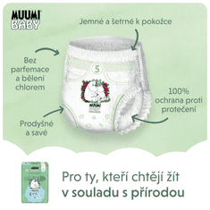 MUUMI BABY Pants 5 Maxi+ 10-15 kg měsíční balení kalhotkových eko plen 114 ks