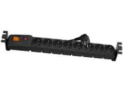 XtendLan ACAR 19'' rozvodný panel 8x230V, ČSN, kabel 5m, přepěťová ochrana, vč.montážních držáků do racku