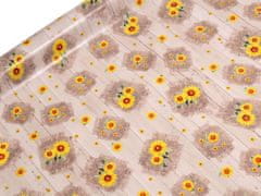 Kraftika 20m béžová slunečnice ubrusovina pvc s textilním podkladem,