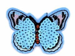 Kraftika 1ks bílá nažehlovačka motýl s flitry, nažehlovačky
