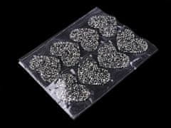 Kraftika 2ks černá nažehlovací srdce s kamínky, ozdoby broušenými