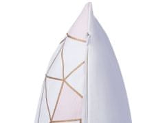 Beliani Sada 2 polštářů s potiskem siťovina a růžové trojúhelníky 45 x 45 cm CLARKIA