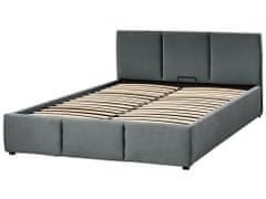 Beliani Sametová postel s úložným prostorem 140 x 200 cm tmavě šedá BOUSSE
