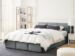 Beliani Sametová postel s úložným prostorem 140 x 200 cm tmavě šedá BOUSSE
