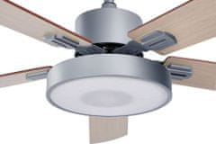 Beliani Stropní ventilátor se světlem šedý/světlé dřevo HOBBLE