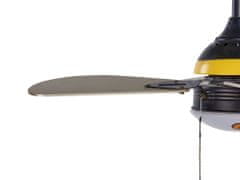 Beliani Stropní ventilátor se světlem světle černý/žlutý DOLORES