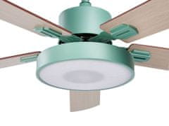 Beliani Stropní ventilátor se světlem zelený/světlé dřevo HOBBLE