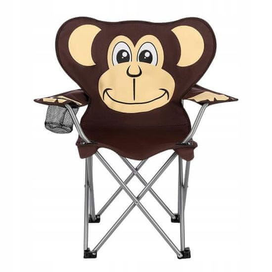 NILLS CAMP Dětská skládací židle, turistická židle, opice Monkey, hnědé