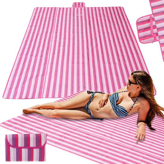 Aga Plážová pikniková deka 200x200cm Růžová