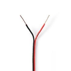 Nedis reproduktorový kabel 2 x 0.35 mm CCA, černý/červený vodič, 100 m (CAGW0350BK1000)