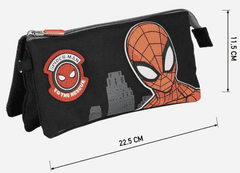 CurePink Trojitý penál na tužky Marvel: Spiderman (23 x 12 x 2 cm)
