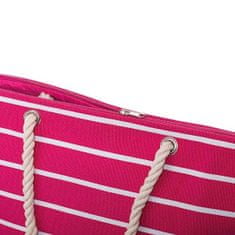 CoZy Velká plážová taška - Stripes, tmavě růžová