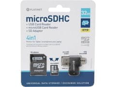 Platinet Paměťová karta 4-in-1 microSDHC 32GB + CARD READER + OTG + ADAPTER (42225)