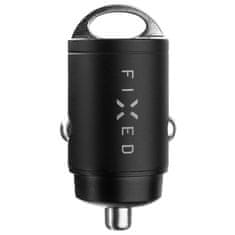 FIXED Adaptér do auta 2xUSB-C, 30 W PD + USB-C kabel 1, 2 m - černý