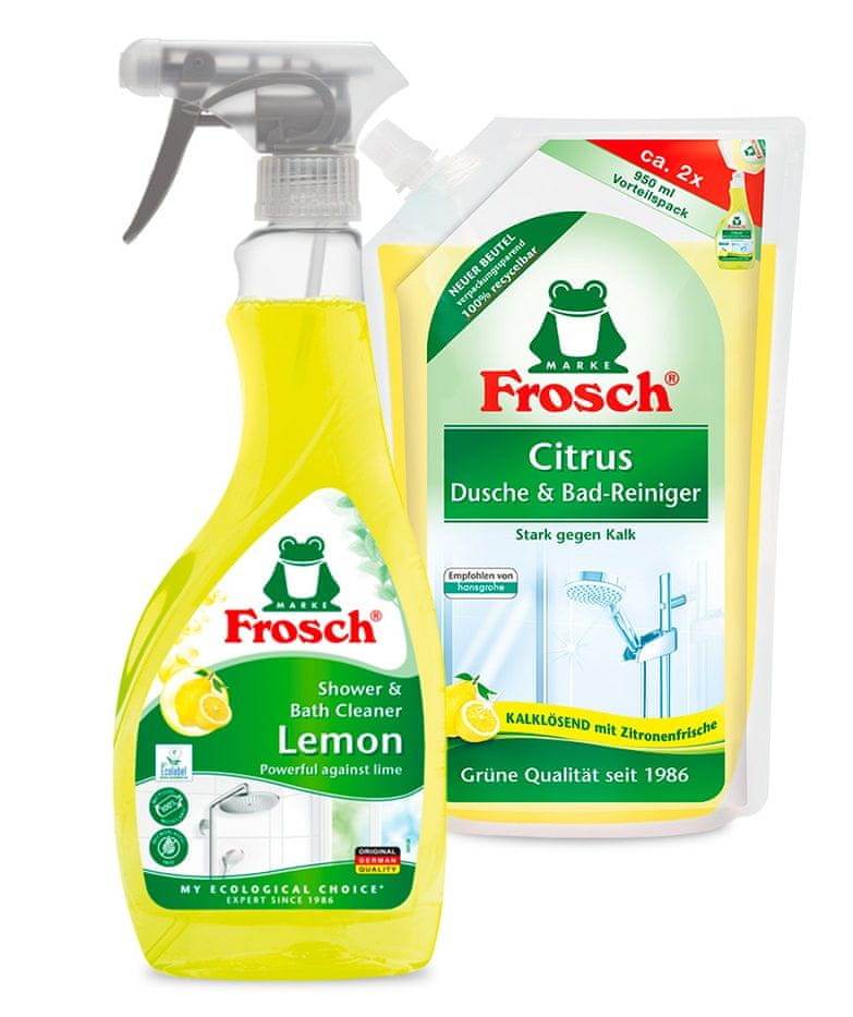 Levně Frosch EKO Čistič na koupelny a sprchy s Citronem 500 ml + náhradní náplň 950 ml