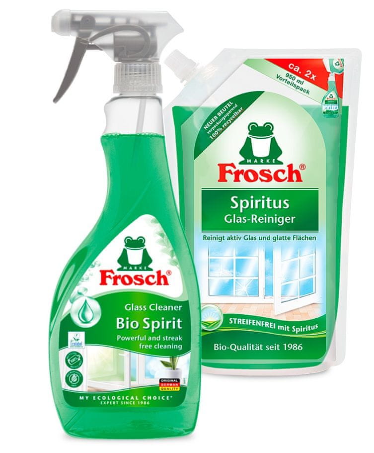 Levně Frosch BIO Spiritus čistič skel 500 ml + náhradní náplň 950 ml