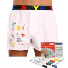 Styx Pánské trenky sportovní guma bílé + fixy na textil (BF1061) - velikost XL