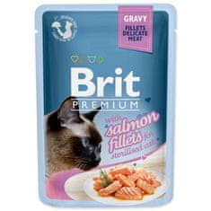 Brit Kapsička BRIT Premium Cat Delicate Fillets in Gravy with Salmon for Sterilised, 85 g