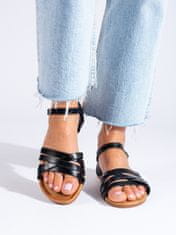 Amiatex Luxusní dámské sandály černé bez podpatku, černé, 40