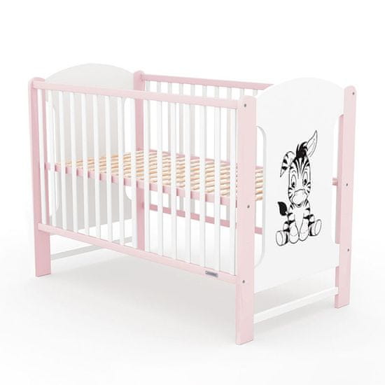 NEW BABY Dětská postýlka ELSA Zebra bílo-růžová