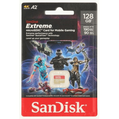 SanDisk Extreme microSDXC card for Mobile Gaming 128GB 190MB/s and 90MB/s, A2 C10 V30 UHS-I U3