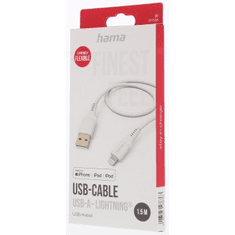 Hama MFi USB kabel pro Apple, USB-A Lightning, 1,5 m Flexible, silikonový, bílá
