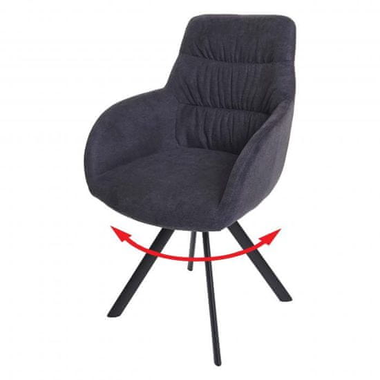 MCW Jídelní židle J69, kuchyňská židle Židle s područkami, otočná automatická poloha, sametová