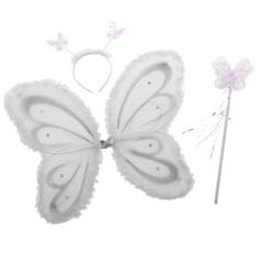 funny fashion Křídla, čelenka a hůlka s motýlky - bílá