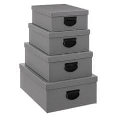 5five Sada úložných boxů s víkem, lepenkové, 4 ks, šedá barva