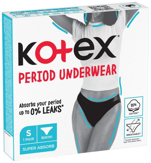 Levně Kotex Period Underwear menstruační kalhotky vel. S
