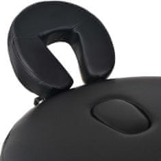Vidaxl Skládací masážní stůl tloušťka 4 cm 2 podhlavníky oválný černý