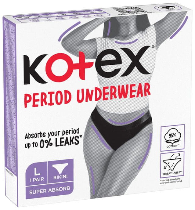 Levně Kotex Period Underwear menstruační kalhotky vel. L