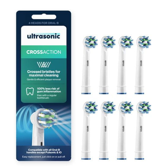 Ultrasonic Ultrasonic náhradní hlavice pro Oral-B CrossAction, 8 ks