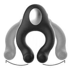 BLACK&SILVER Black and Silver Cock Ring Vibe/Licking, kroužek na penis s orálním simulátorem