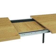 Autronic Jídelní stůl 140+40x85x75 cm, deska melamin, 3D dekor divoký dub, kovové nohy, černý mat