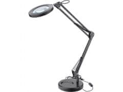 Extol Light Lampa stolní s lupou, USB napájení, černá, 2400lm, 3 barvy světla, 5x zvětšení