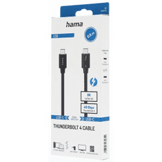 Hama Thunderbolt 4 kabel, USB-C, 0,8 m, 40 Gb/s, 100 W