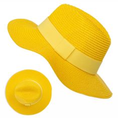Aleszale Vlnitý dámský slaměný klobouk na léto - žlutá