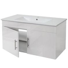 MCW Umyvadlová skříňka D16, umyvadlová skříňka pod umyvadlo koupelnový nábytek, MVG vysoký lesk 90cm ~ bílá