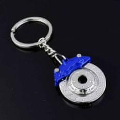 INNA Přívěsek na klíče - vrtaný brzdový kotouč s třmenem stříbrná modrá barva