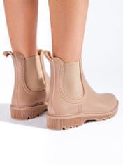Amiatex Trendy hnědé gumáky dámské + Ponožky Gatta Calzino Strech, odstíny hnědé a béžové, 36