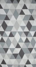 DESIGN 91 Dekorační závěs s kroužky - Adina šedý s geometrickým motivem 140 x 250 cm, ZA-391710