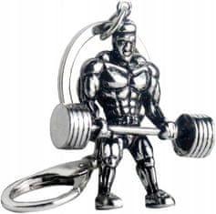 INNA Klíčenka pro zvedání činky kulturisty a strongmana přívěšek Klíčová značka Strongman bodybuilder kulturista barva stříbrná